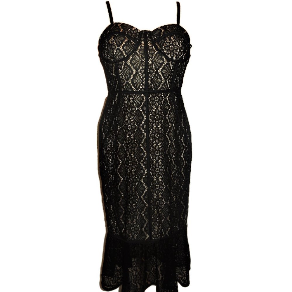 Corset Dress Black Lace NWT Honey Punch night out sexy special occasion